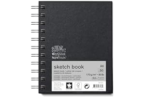 Winsor & Newton 6673001 szkicownik ze spiralą – 50 arkuszy papieru do szkicowania, 170 g/m² z mikroperforowanymi arkuszami w formacie DIN A6