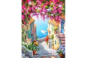 CEOVR Peinture Diamant Adulte,Paysage Mer 5D Diamond Painting Complet,Diamant Strass Point de Croix Cristal Painting,Fleurs Diamant Kit Enfants,Murale Décoration,30x40 cm (Rose)