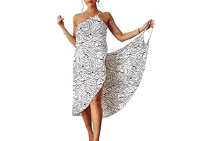 ATRACTIVOLL Damskie okrycia kąpielowe Bikini okrycie, plaża letnia sukienka plażowa, dekolt w szpic, seksowny elegancki bez rękawów, oddychający pareo, basen wakacyjny, plus size