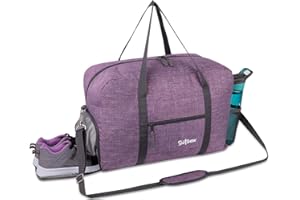 SPORTSNEW Borsone da palestra Donna Uomo Borsa da viaggio con Scomparto per Scarpe e Tasca bagnata 35L Fitness Borsa Sportiva con tracolla, Viola