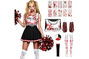 HARNYLOOM Costume da Cheerleader Zombie da Donna Pon Pon Morta Halloween per Ragazze Festa Cosplay Costumi