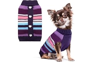 SKXEO Striped Turtleneck Pet Dog Sweater Knitted Puppy Cats Winter Warm Holiday Clothes Jumpers Costume,XS