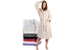 Twinzen Peignoir de Bain Femme - XS, S, M, L, XL - 100% Coton avec Capuche - Certifié OEKO-TEX® - Robe de Chambre Eponge 2 Poches, Ceinture - Doux, Absorbant et Confort