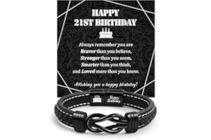 VU100 13th 18th 21st 30th 40th 50th 60th Birthday Gifts for Men Boys, Leather Bracelet Birthday Gifts for Dad Son Stepdad Husband Uncle Brother