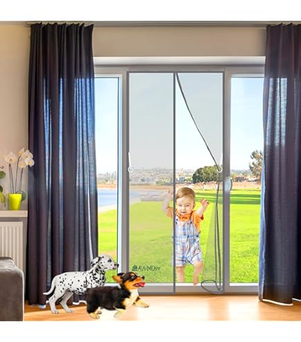 Moustiquaire De Porte Aimantée 235 X 250 Cm, Moustiquaire Porte Sans Percer Pour Couloirs, Fermeture Automatique Et Détachables Pour La Plupart Des Fenêtres, Noir