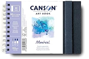 Canson Professional Book, Papel Acuarela, Grano Fino, 300g, Cuaderno Espiral, A5-14,8x21 cm, 24 hojas, Blanco