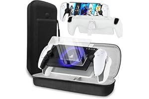 QUAGGY 3-in-1 Accessoris Kit Compatible with Playstation Portal, EVA Carrying Case for PS Portal,2 Pack Screen Protectors,Protective Shell Portable Travel Handbag for PS5 Portal Remote Player (White)