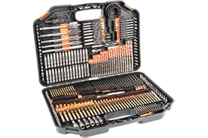 Terratek 246pc Combination Drill Bit Set, Includes HSS titanium twist bits, Masonry Bits, Wood Bits, Screwdriver Bits & More in storage case