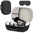 XINGFUDAO Hard Carrying Case Compatible with Meta Quest 3/Quest 3S (with Elite Strap) VR Headset and Controllers, Waterproof and Shockproof Portable Bag with Mesh Pocket for Accessories, Black