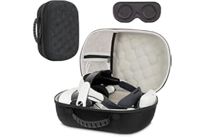 XINGFUDAO Custodia Rigida per Meta Quest 3/Quest 3S(con Cinturino Elite) VR Cuffie e Controller, Impermeabile e Antiurto, Con Tasca in Rete per Riporre gli Accessori, Nero