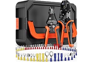 SOMELINE Set di capicorda per crimpatura, 51 tipi [0,34 – 6 mm²], con pinza capicorda e pinza spellacavi automatica, set di capicorda – pinza crimpatrice – Set di pinze crimpatrici