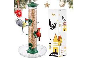 iBorn Mangiatoia per uccelli da appendere all'esterno, 6 porte, mangiatoia per uccelli cardinali, in alluminio, finitura verde, 35,5 cm, 6 porte (semi non inclusi)