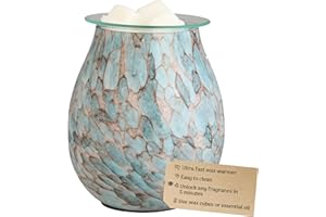 Electric Wax Melt Burners - Glass Marble Design - Plug in Electric Wax Burner Suitable for Soy Wax Cubes and Essential Oil Fragrance Aroma for Home, Office, Bedroom, Living Room - by Luminous East