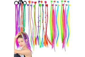 RAFIYU Extensiones de Trenzas de Colores para el Pelo, 28 Piezas Extensiones de Clip Accesorio trenzas postizas para Peinados para Niñas Festivales