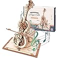 ROWOOD 3D Wooden Puzzle Magic Cello Music Box Gear Drive - Mechanical Wooden Model Building Craft Kits for Adults and Teens to Build, Creative Gift for Birthday/Christmas
