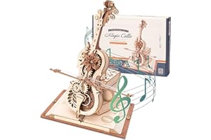 RoWood Puzzle 3D Madera Caja de Música - Violonchelo Mágico Maquetas para Construir Adultos, Maquetas de Edificios Madera Adultos, Regalos para Adultos y Niños