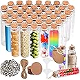 Excefore 40pcs 20ml Small Glass Bottles with Corks, Jar Cork Lid, Mini Clear Tags and Strings for DIY Art Crafts Storage, Vials Wedding Favors Stoppers,Tiny Jars Craft Storage