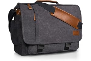 Estarer 15.6-17.3 Inch Laptop Messenger Bag for Work School,Mens Water Resistant Canvas Crossbody Shoulder Bag