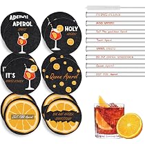 ZMDMAH Aperol - 8 Sottobicchieri In Feltro Per Bicchieri, Divertenti, Accessori Per Cocktail, Aperol, Regalo Per Carnevale, Decorazione Da Tavolo, Aperol - 5