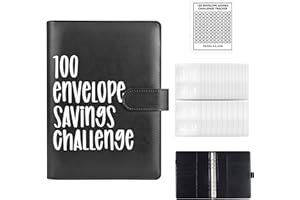 Jenrisben 100 Envelopes Saving Challenge UK Money Saving Wallet 100 Envelope Challenge Binder Money Saving Challenge Savings Book Budget Binder with Label Stickers for School, Home, Office (Black)