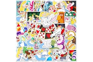 Pegatinas de la Alice in Wonderland, Hilloly 100 PCS Alice in Wonderland Pegatinas Pegatina Alice in Wonderland de Lindos Alice in Wonderland de Vinilo para Botella de Agua para Ordenador Portátil