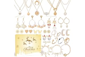PIIDUOO Adventskalender Schmuck 2024 Frauen Weihnachtskalender - Adventskalender Schmuck Mode Teenager Mädchen Damen mit Halskette Armband Ringe Ohrringe 24 Überraschungen Geschenke