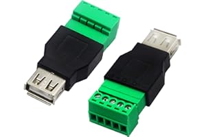 zdyCGTime USB 2.0 A Screw Terminal Block Connector USB 2.0 A Female Plug to 5 Pin/Way Female Bolt Screw Shield terminals Pluggable Type Adapter Connector Converter 300V 8A(2Pack) (Female)