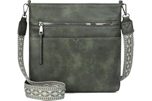 Gladdon borsa donna, borsa a spalla da donna, borsa media donna, borsette donna, borsa in pelle donna, multi pochette con ampia tracolla in fettuccia jacquard