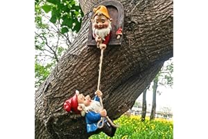 HADAVAKA Gnomes de Jardin Grimpeurs d'arbre, drôle d'artisanat Nain en résine pour Ornements de pelouse, décorations d'intérieur et d'extérieur, décoration de Sculpture de Jardin. Bleu