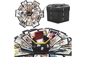 WisFox Caja Sorpresa, Regalo Sorpresa Memoria de Amor Hecha a Mano de Bricolaje Creativo de Regalo de explosión de Sorpresa, álbum de Fotos, Caja de Regalo de cumpleaños, Boda, San Valentín