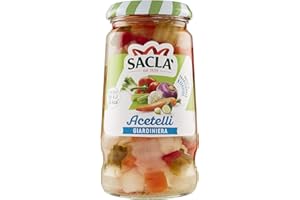 Saclà, Acetelli, Giardiniera, Ideale per Aperitivo, Antipasti e Preparazioni, Vaso Vetro, 290g (170g sgocciolato), Confezione da 12 pezzi