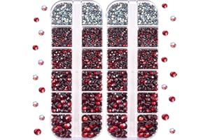 Blinginbox DMC Hotfix Rhinestone 2 Box Total 5200 Pieces Mixed Size Round Crystals Glass Gems for Costume Jewelry Making(Dark Siam)