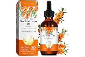 Havtornsolja kallpressad – naturlig vegetabilisk olja för ansikte, kropp och hår – Sea Buckthorn Oil rik på omega-7 (omega-3, 6 och 9) & vitamin E – havtorn fruktköttolja för daglig vård – 60 ml