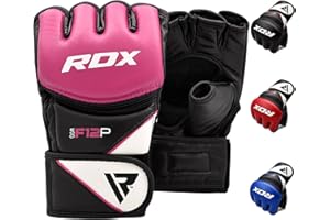 RDX Guantes MMA Artes Marciales Entrenamiento, Maya Hide Cuero Grappling Guantillas, Professional Abierto Palma Gloves, Sparring Kickboxing Muay Thai Saco de Boxeo Lucha Libre Combate, Hombre Mujere