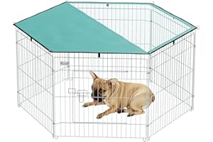 PawHut Recinto Pieghevole per Cani e Cuccioli in Filo Metallico (120cm x 60cm) con Copertura in Poliestere Impermeabile