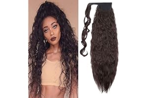 S-noilite 66cm Naturale Estensioni dei Capelli Coda di Cavallo Parrucchino Ondulato Pasta Magica Onda di Mais Wrap Around Ponytail Marrone scuro