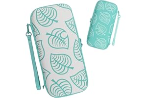 PASHALI Switch Lite Carrying case-Newest Animal Crossing Turquoise Sires Hardshell Pouch Bag for Nintendo Switch Lite Console & Accessories with 8 Game Cartridges