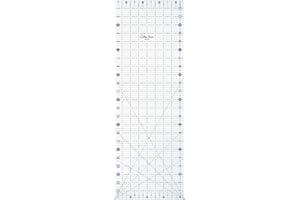 The Quilted Bear Quilting Rulers - Transparent Non-Slip Acrylic Quilting and Patchwork Ruler with Clear Black Lines and 30, 45 and 60 Degree Angles (8.5" x 24")