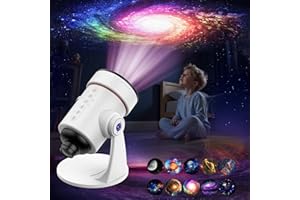 AIYYOTTO Proyector Estrellas Con MáQuina de Ruido Blanco Con 28 Paisajes Sonoros Naturales Relajantes Distintos10 Diapositivas Intercambiables FuncióN de ProyeccióN de Luz Estelar y Temporizadores de1/2/4horas