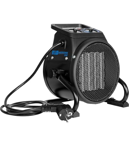 Remko 2068383 Termoventilatore Elettrico Portatile 2kW – EM 2000, Silenzioso, Con Termostato, Acciaio Inox, Design Compatto