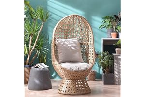 Cherry Tree Furniture Rattan Effect Cocoon Swivel Chair, Garden Egg Chair