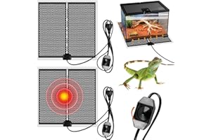 VEGENA 2 Pièces Tapis Chauffant Reptile, 14W 220V Coussin Chauffant pour Récipients en Verre, 28x28cm Tapis Chauffant Terrarium Réglable, Coussin Chauffant Terrarium Réglable Réglable avec Contrôle