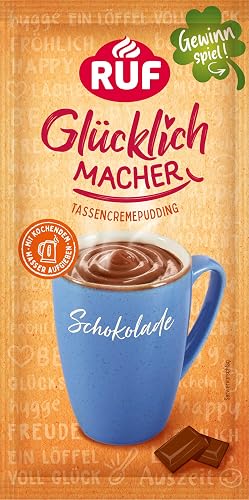 RUF Glücklichmacher cup pudding chocolate, cream pudding for quick desserts, cup cream pudding, just add water, 1 x 59 g bag