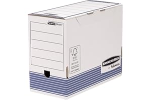 BANKERS BOX - Boite d’Archives System A4 150 Mm - Rangement - Carton Recyclé - Blanc Bleu - 10 Unités