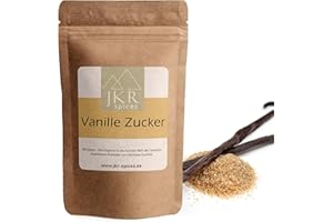 ‎JKR SPICES JKR Spices echter Bourbon Vanille Zucker 200g | Vanillezucker CO² neutral verpackt | Rohrzucker und Madagaskar Bourbon Vanille gemahlen | Kei Vanille aroma | 100% Natürliche Zutaten