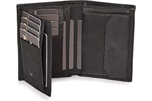 DONBOLSO Portefeuille Vienne - Grand Portefeuille Homme Cuir - Porte Carte Cuir avec Protection RFID - Vintage Noir