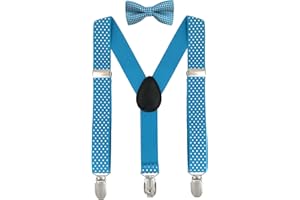 YAMOOCO DEBAIJIA Bretelle Papillon Bambini Regolabili e Elastici Pois 3 Clip Y Forma 1-6 Anni Ragazzo Ragazza Accessori Varietà Colori - Blu Chiaro