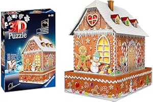 Ravensburger Christmas Gingerbread House 3D Jigsaw Puzzle for Adults and Kids Age 8 Years Up - with LED Lighting - 216 Pieces - No Glue Required