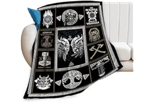 BOGOSIP Manta vikinga con decoración vikinga, súper cálida, suave, ligera, de forro polar, de franela, regalos para vikingos, hombres, niños, niñas, mujeres, bebés, niños, para invierno, cama, sofá, cama, 40