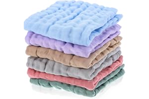 Qianyu 6 szt. myjki dla niemowląt w kwadraty 25 x 25 cm ręczniki muślinowe bawełna ekologiczna miękka myjka dla noworodków ręczniki dla niemowląt miękkie ręczniki dla noworodków dla chłopców i